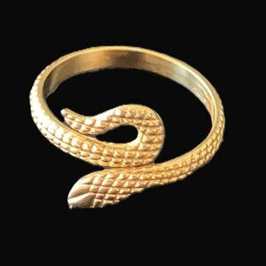 🐍 Snake Wrap Ring — Unisex | Adjustable | Gold Brass